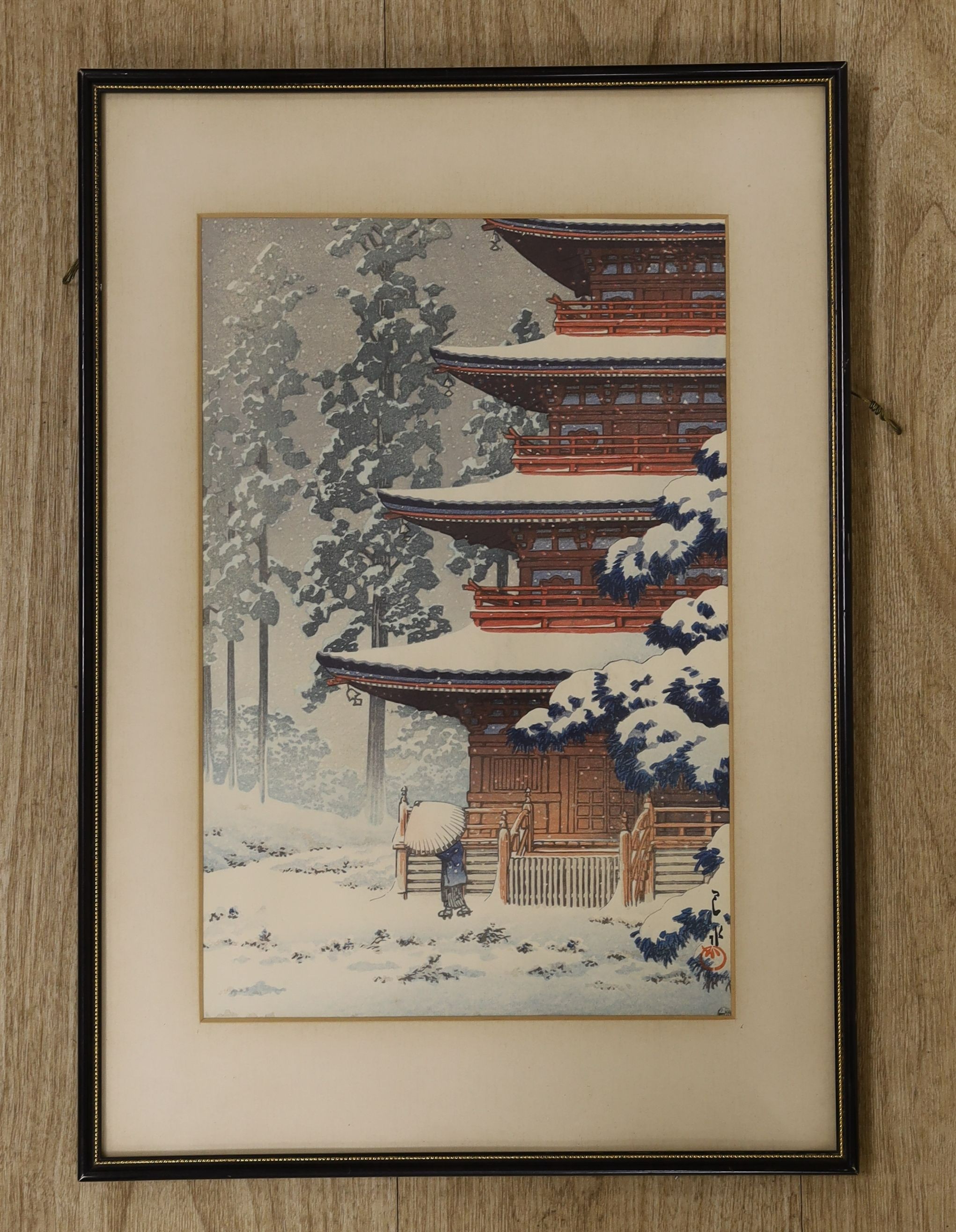 Kawase Hasui (1883-1957), woodblock print, Saishoin Temple, Hirosaki, 36 x 24cm